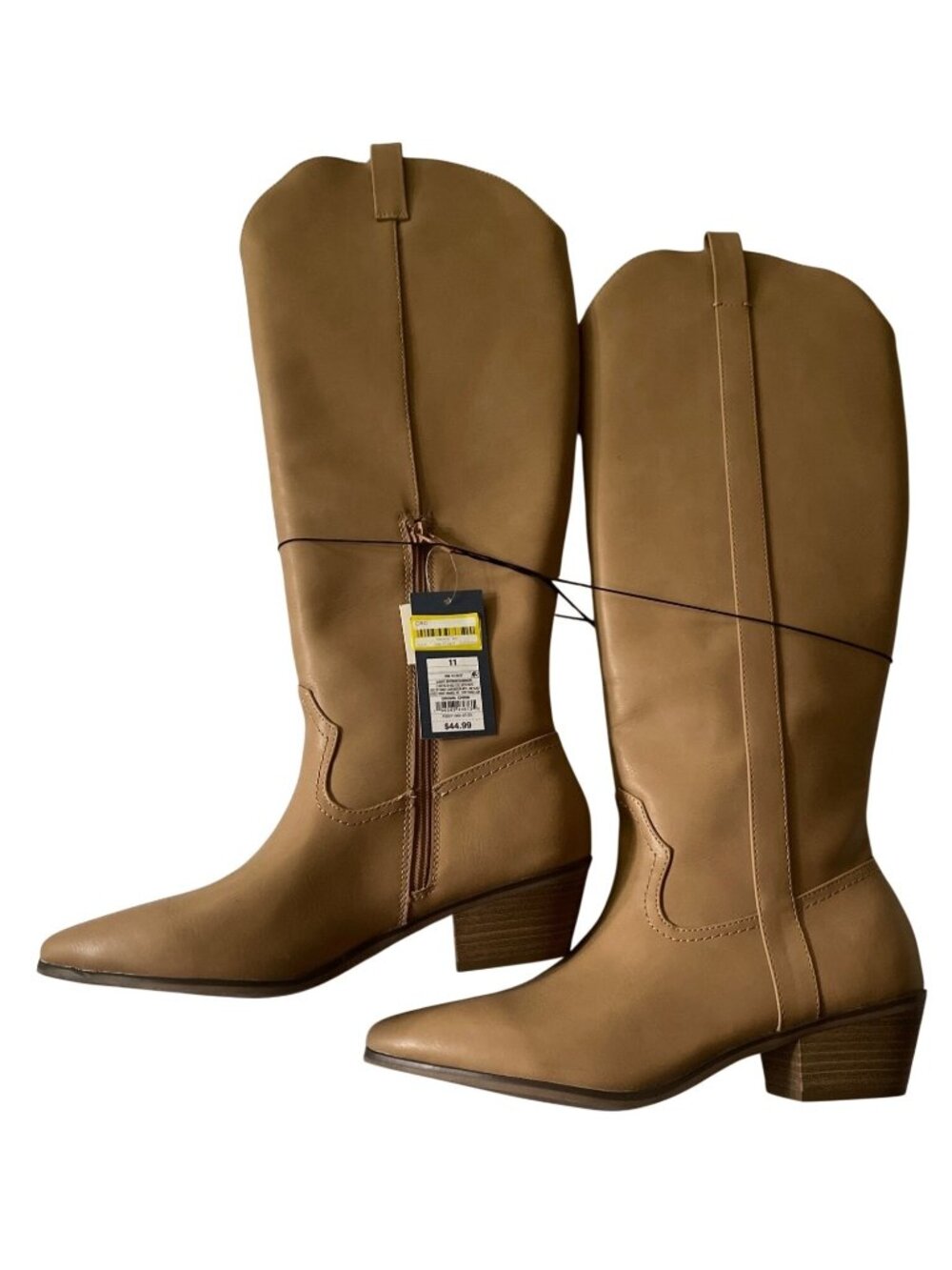 Knee High Light Brown Faux Leather Memory Foam Boots Size 11 With Tags